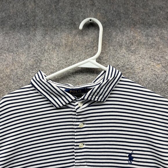 Polo Ralph Lauren Polo Shirt Mens XL Navy White Stripe Classic Fit Cotton Logo - Picture 9 of 12